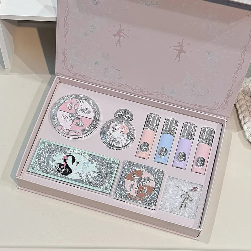 NICEKEY Pink Ballet Makeup Gift Set with Necklace