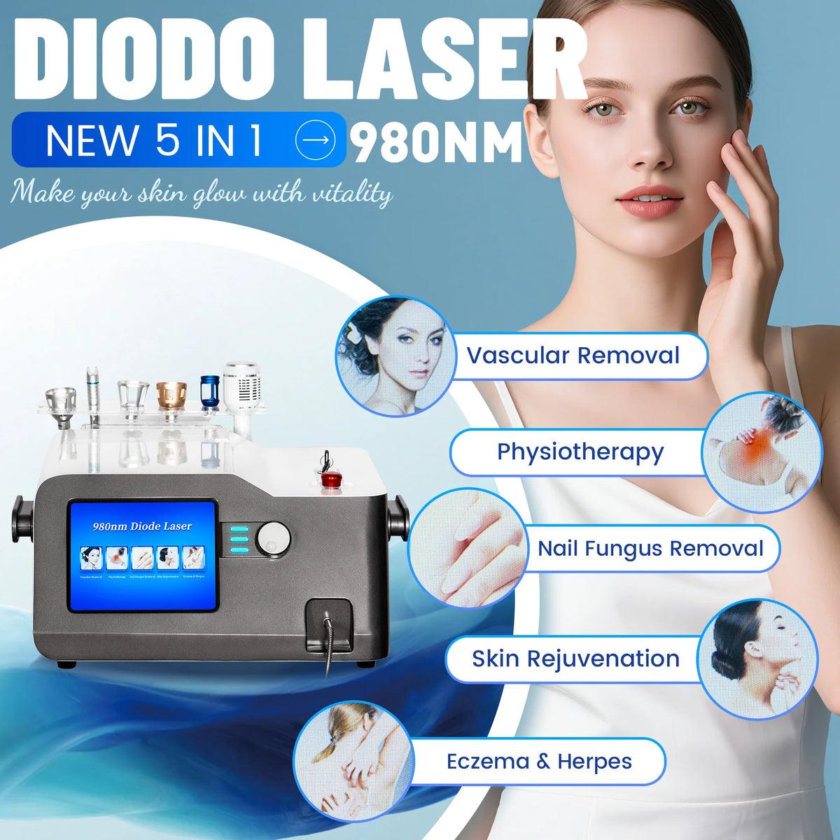 980nm 5-in-1 Diode Laser Beauty Machine