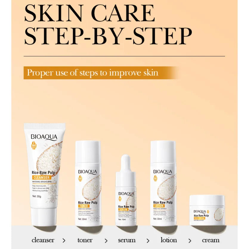 BIOAOUA Rice Skincare Set, 5 Pieces