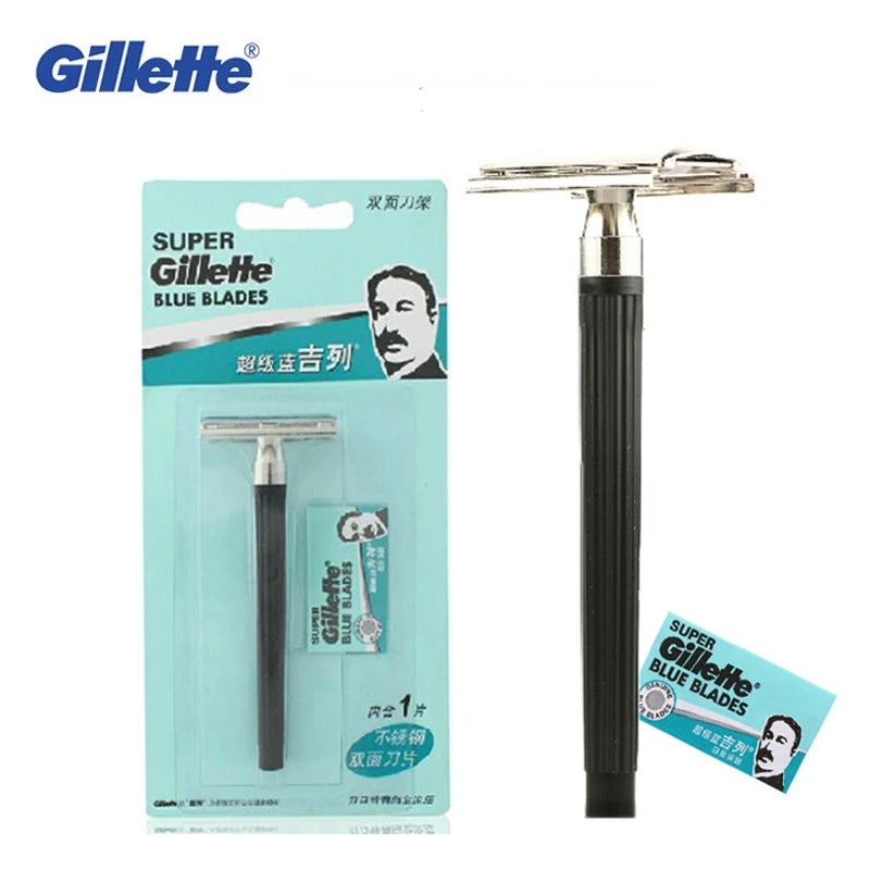 Gillette Super Blue Straight Razor with Stainless Steel Blades