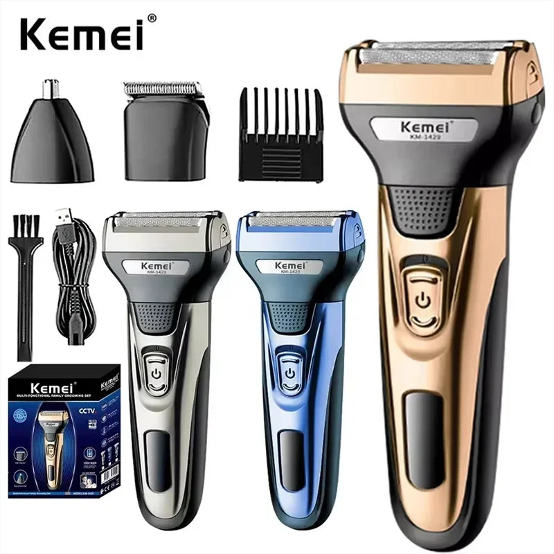 Kemei KM-1429 3-in-1 Electric Shaver and Hair Trimmer