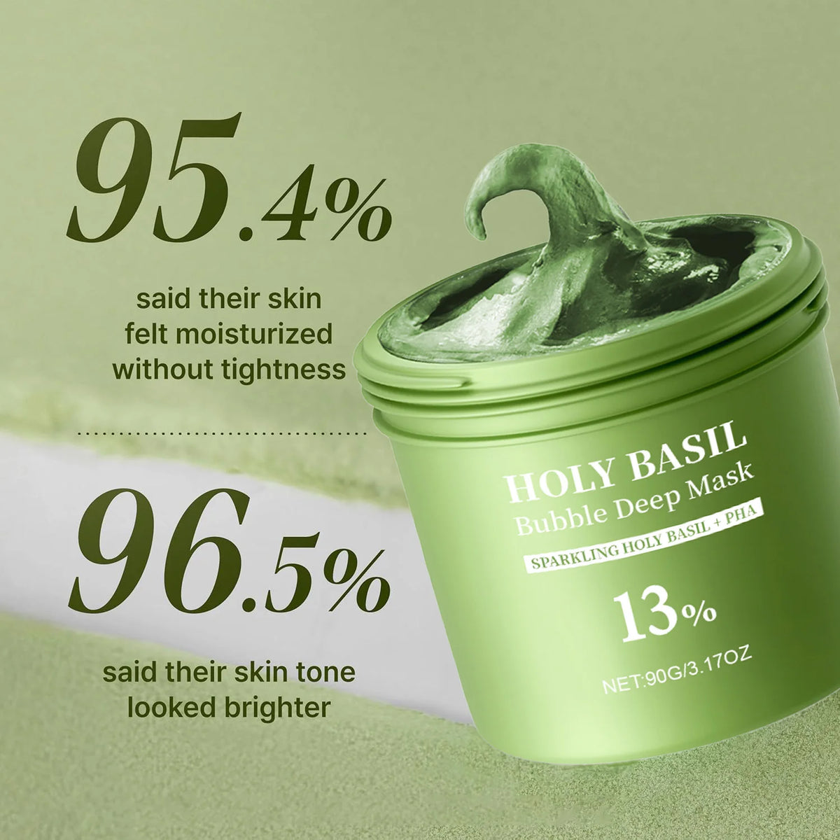 Holy Basil Bubble Clay-to-Foam Facial Mask with PHA, 90 g