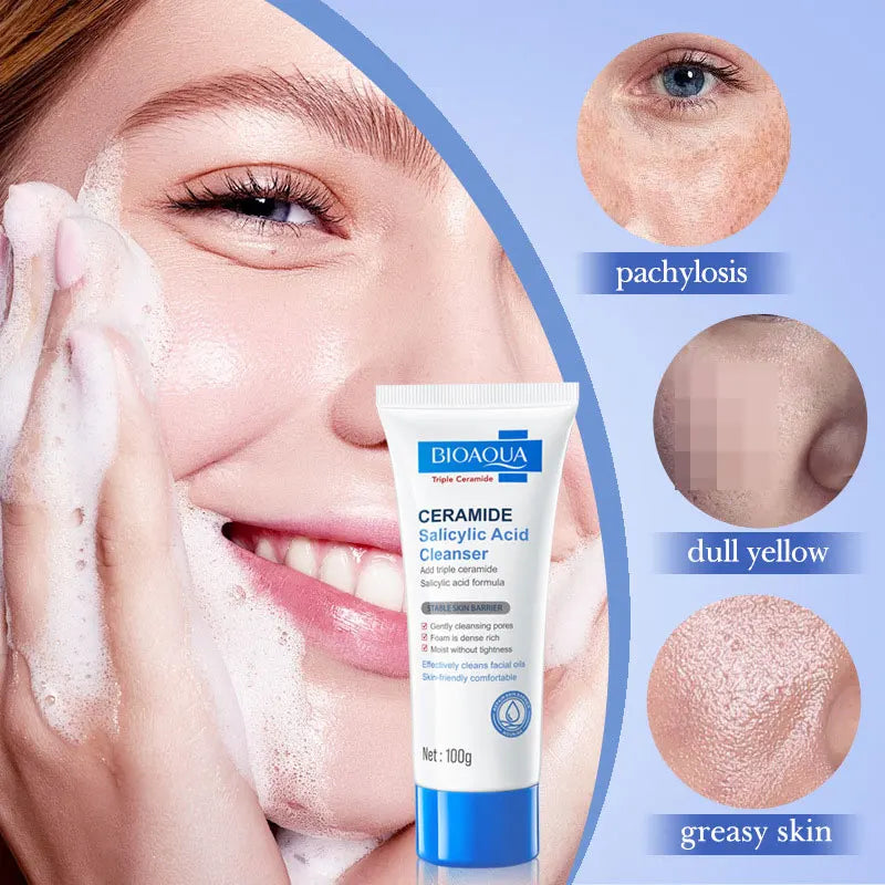 BIOAOUA Ceramide and Salicylic Acid Facial Cleanser, 100 g