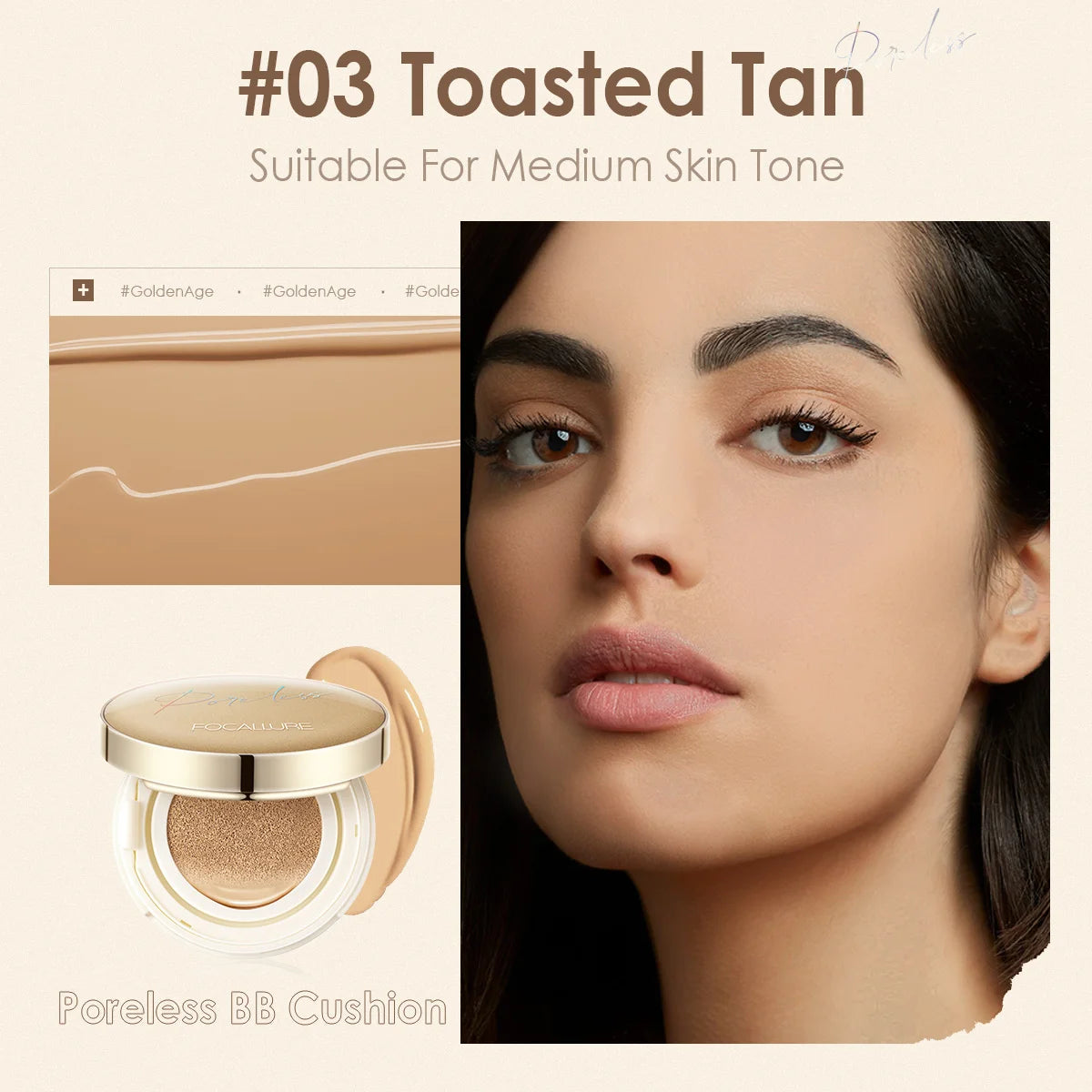 FOCALLURE Waterproof Matte Air Cushion Foundation, 12g