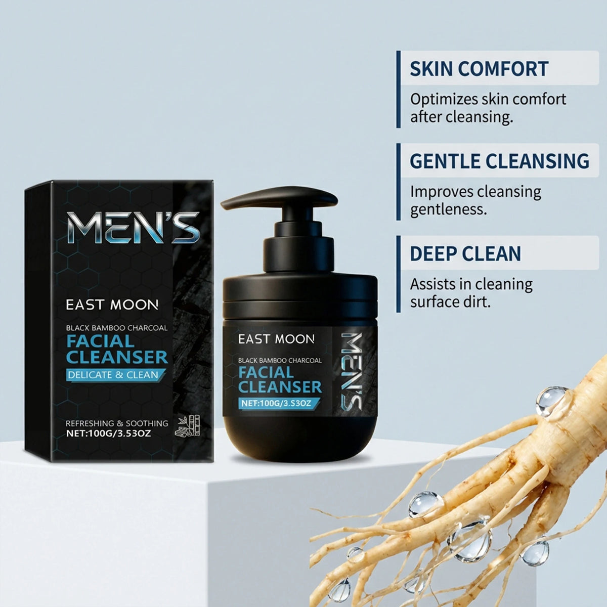 East Moon Charcoal Men's Facial Cleanser, 100 g