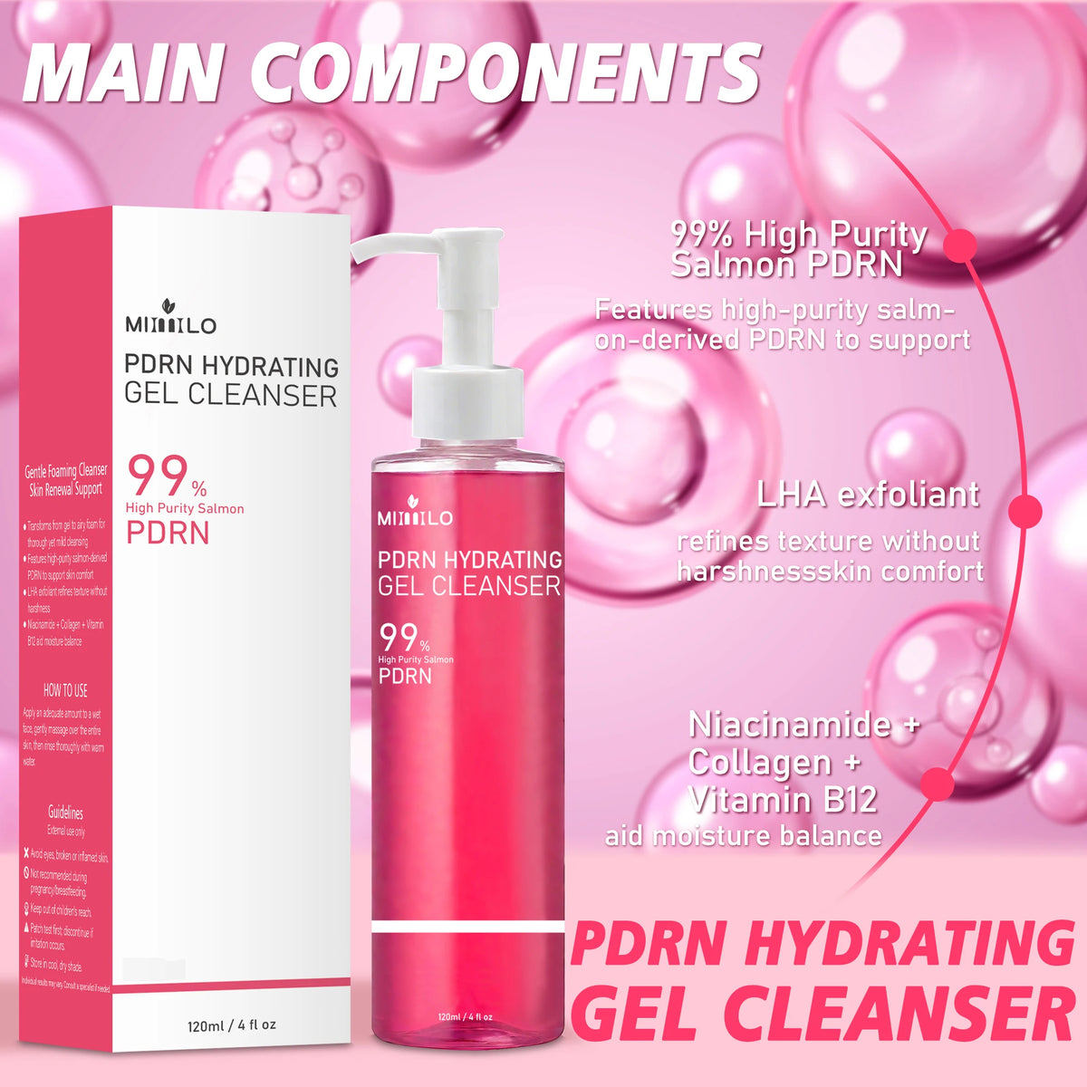 DNA PDRN Salmon Pink Cleansing Gel Duo, 120 ml + 100 ml