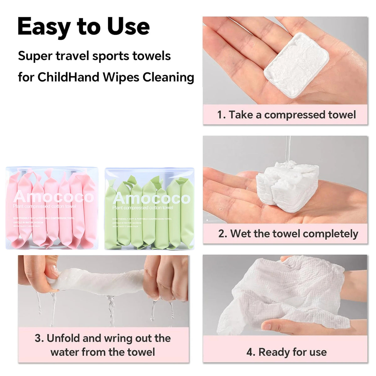 AMOCOCO Facial Cleanser Set with Compressed Towels