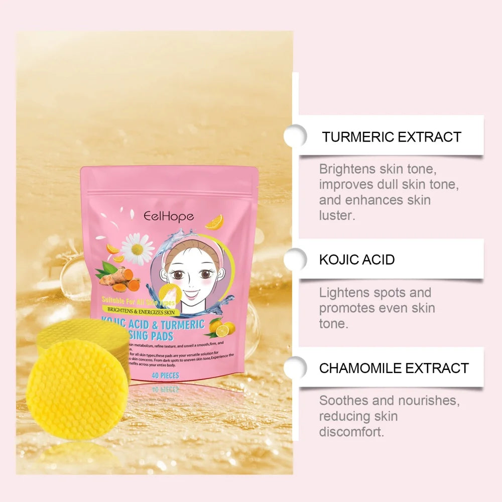 Ms.Dear Turmeric Facial Cleansing Pads, 40 Pieces