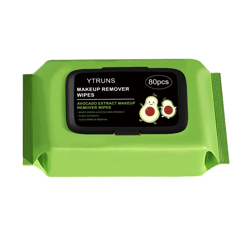 Avocado-Scented Makeup Removing Wipes, 80 Pieces