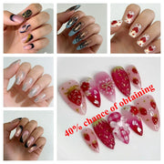 Pearl Starlight Floral Press-On Nails, 24-Piece Set
