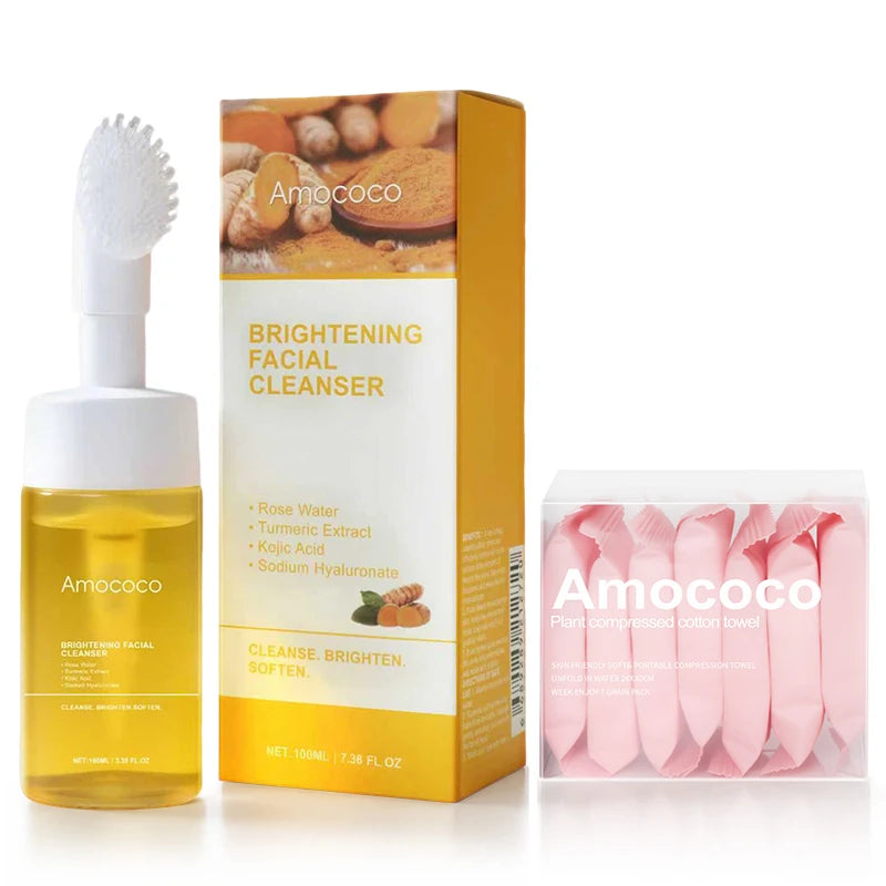 AMOCOCO Facial Cleanser Set with Compressed Towels