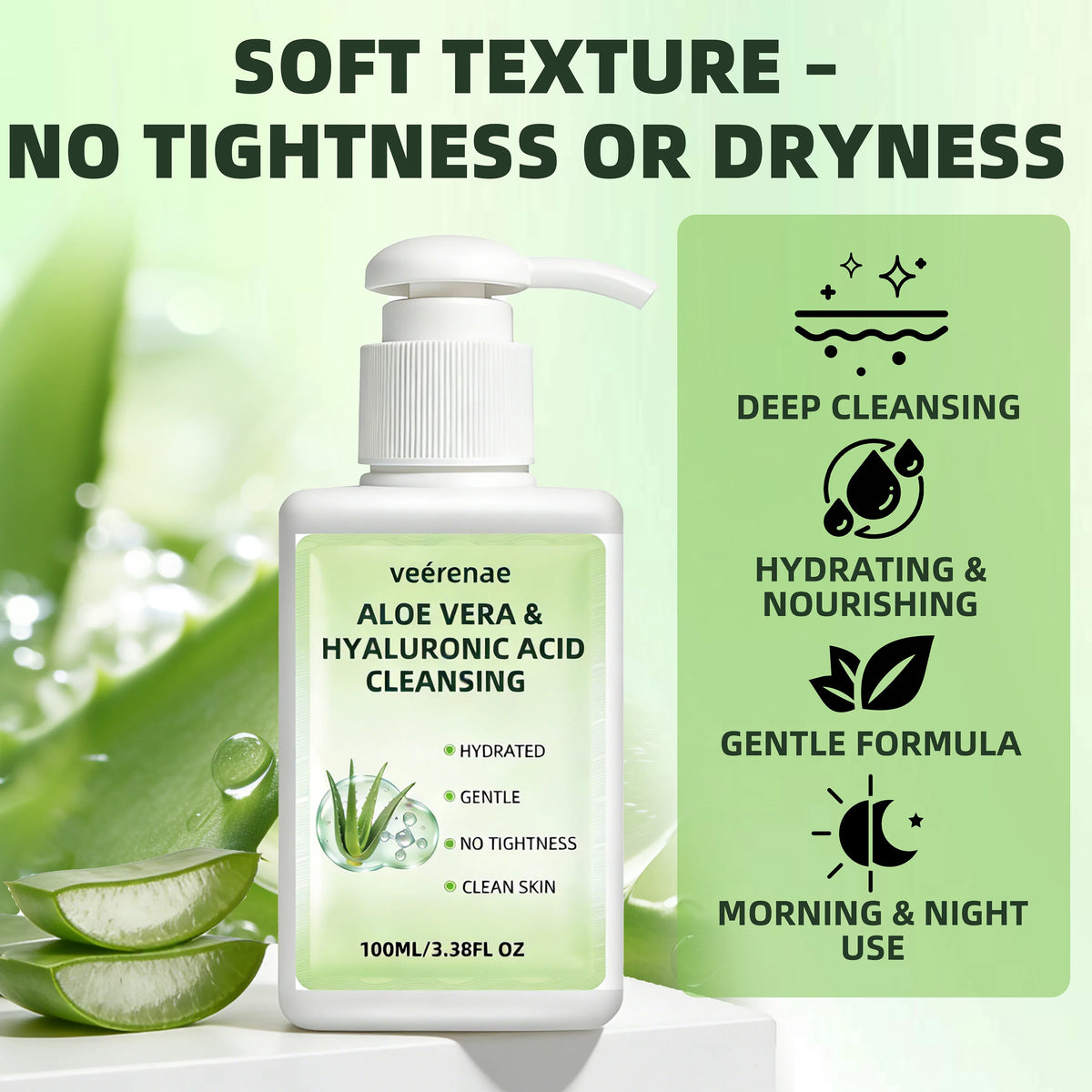 Veérenae Aloe Vera and Hyaluronic Acid Facial Cleanser