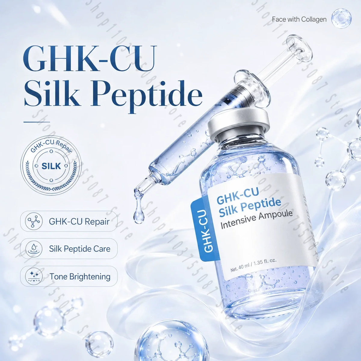 GHK-Cu Silk Peptide Facial Serum, 40ml