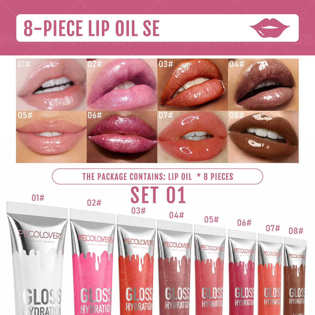 8-Piece Moisturizing Lip Oil Kit