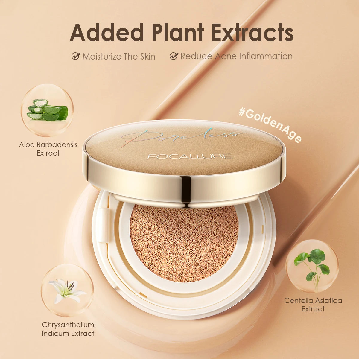 FOCALLURE Waterproof Matte Air Cushion Foundation, 12g