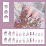 Pink Floral French Press-On Nails, 24-Piece Set