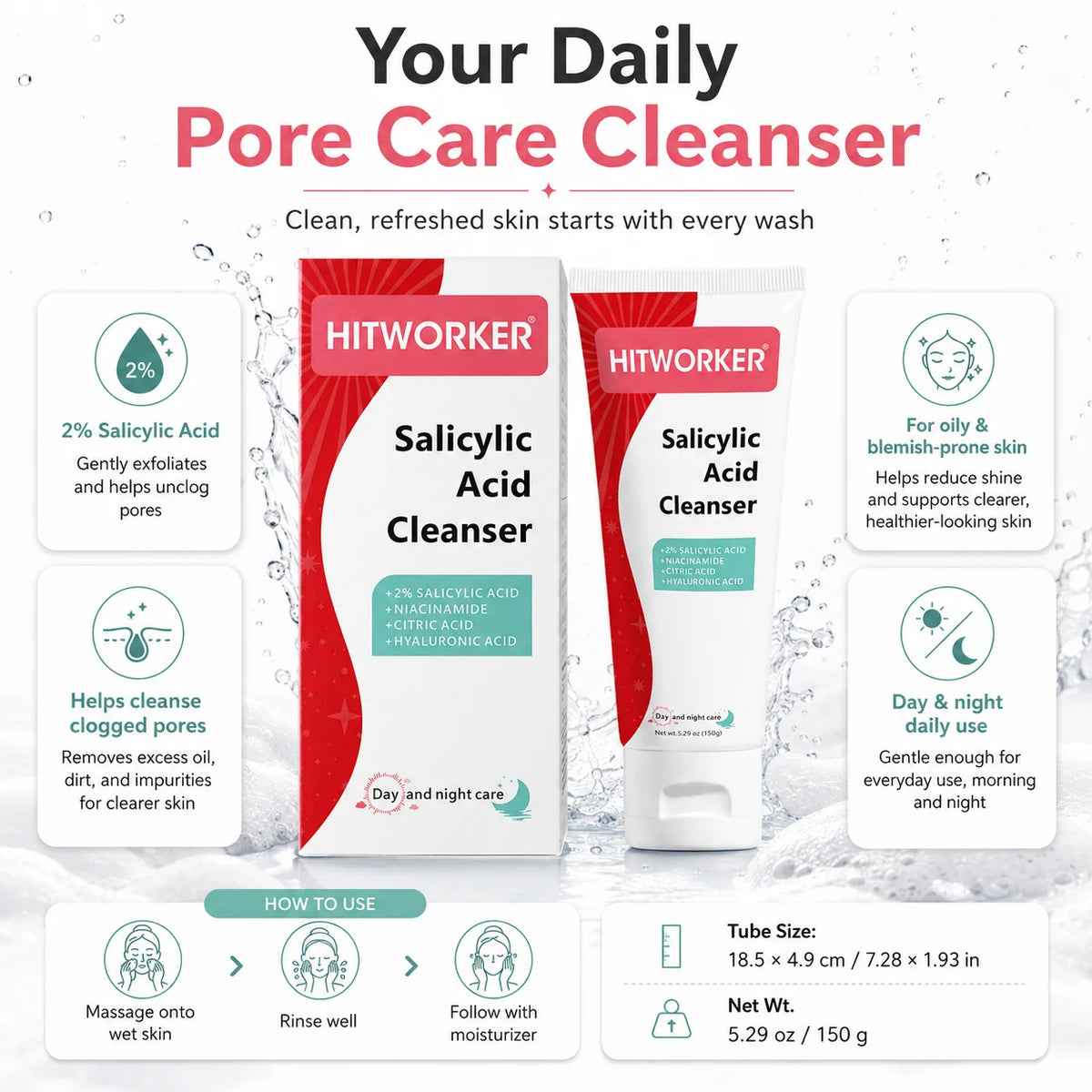 Salicylic Acid Foaming Facial Cleanser, 150 g