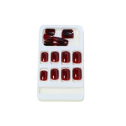 Wine Red Square Press-On Nails, 24-Piece Set