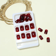 Wine Red Square Press-On Nails, 24-Piece Set