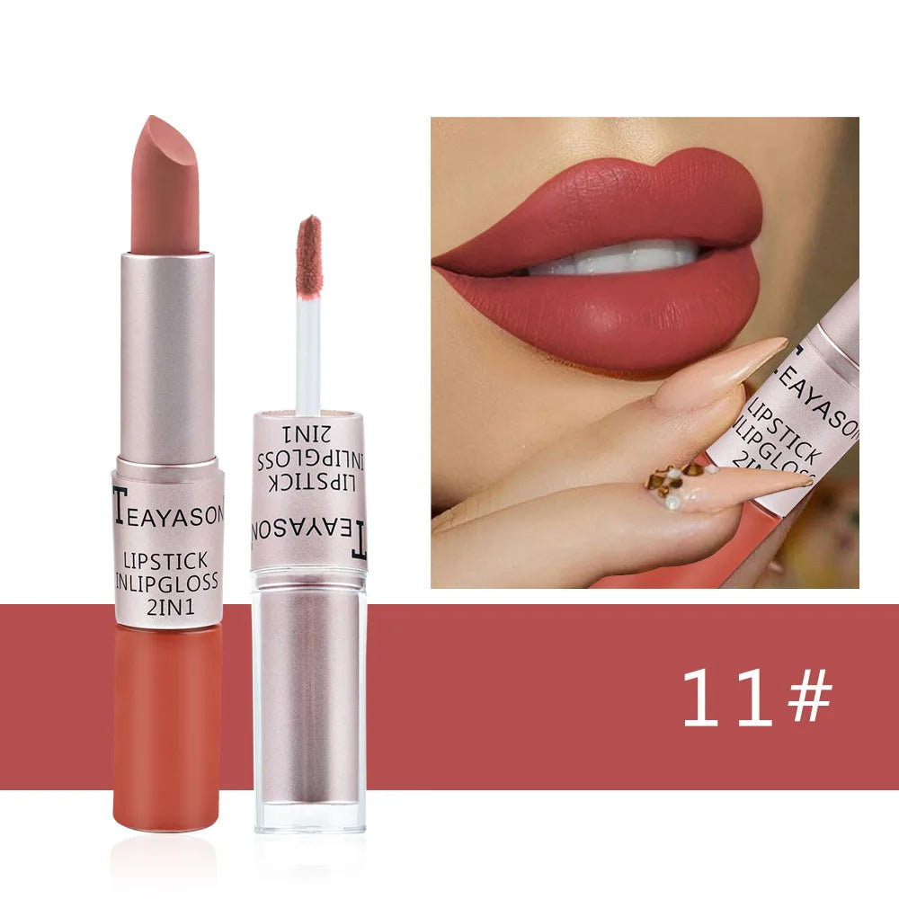Dual-Ended Velvet Matte Lipstick and Lip Gloss
