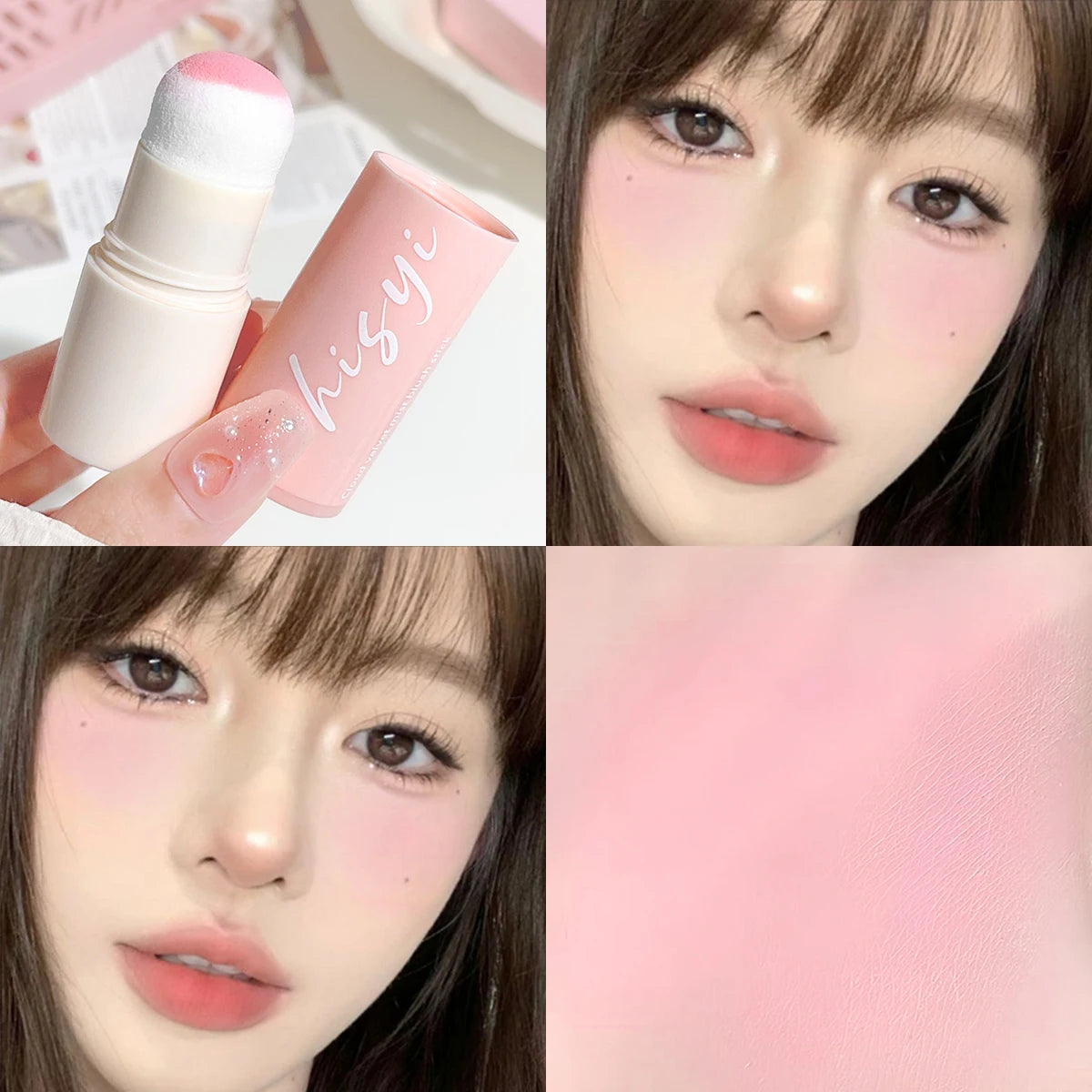 HISYI Soft Fog Blush Stick for Lips and Cheeks