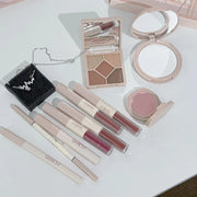 Makeup Gift Box Set with Lipstick, Powder, Blush and Necklace