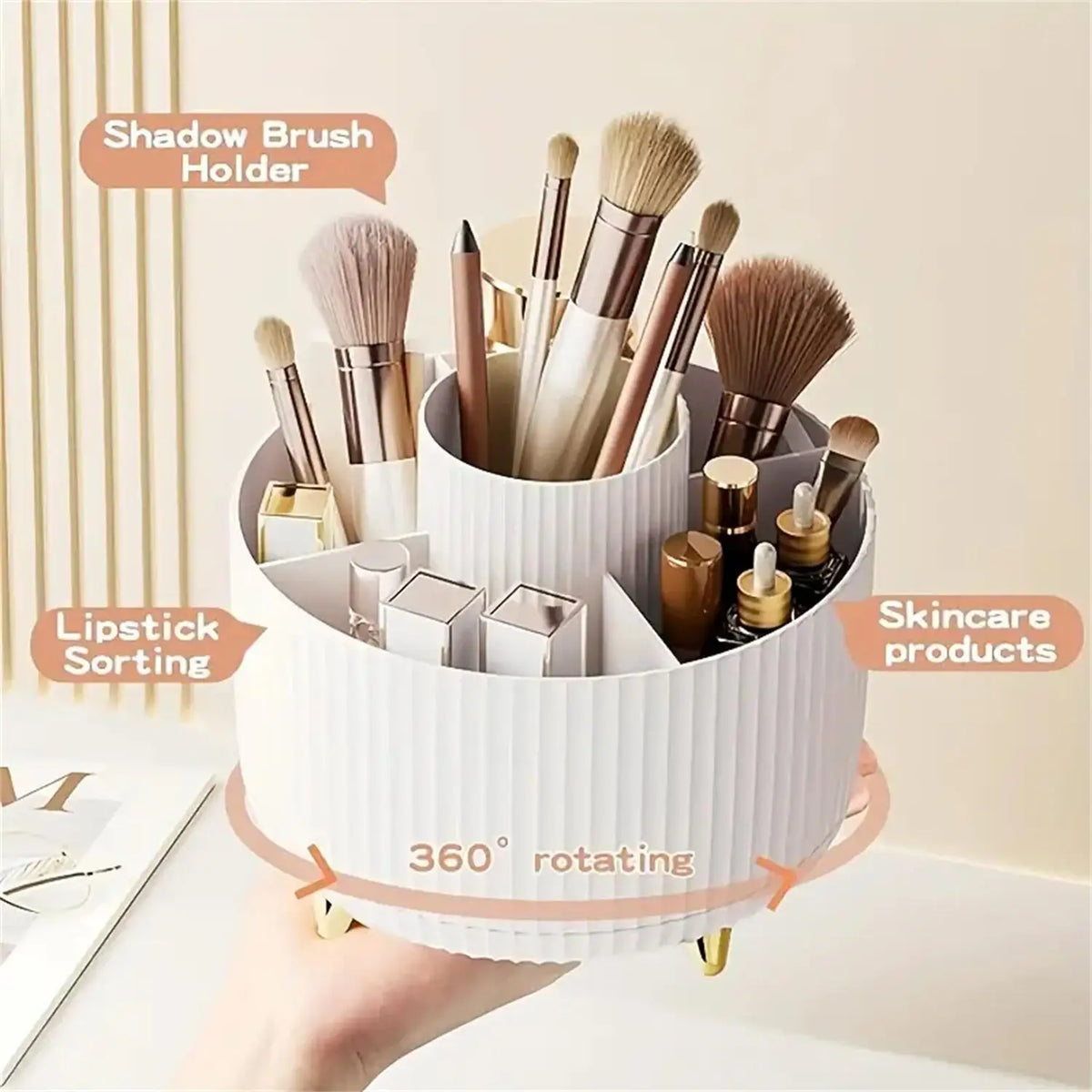 360° Rotating Makeup Organizer, 5 Compartments