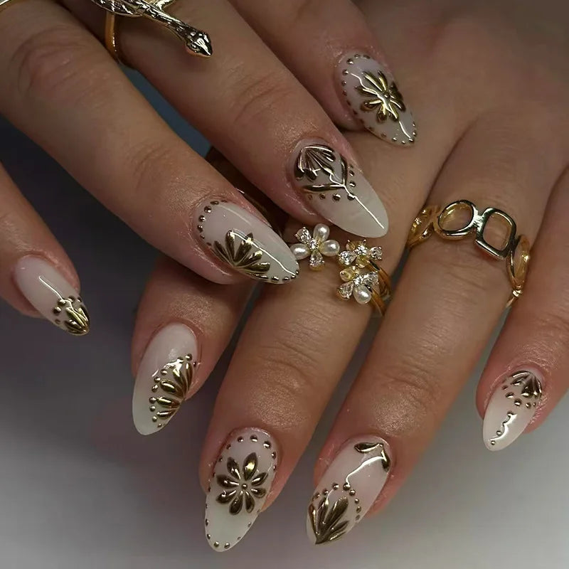 Romantic Y2K Star Press-On Nails, 24-Piece Almond Set