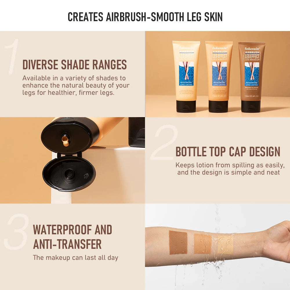 Leg Makeup Liquid Body Foundation, 3 Shades