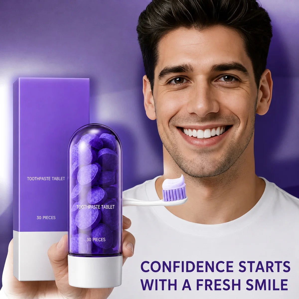 Purple Teeth Whitening Tablets, 30 Pieces